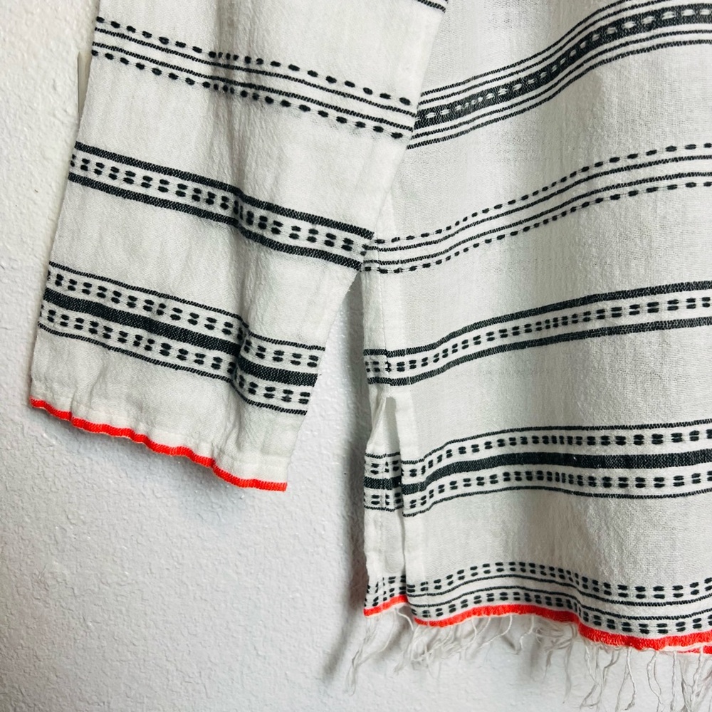 Lemlem By Liya Kebede Cotton Gauze Tunic Fringe White Large - Picture 5 of 6